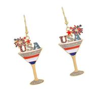 Boucles d ' oreilles élégantes pour le Jour de l ' Indépendance, à porter quotidien, en alliage, avec pendentif en texture, pour des combinaisons de tenues polyvalentes, Independence Day