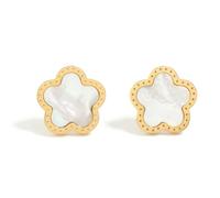 Boucles d’oreilles en acier inoxydable de couleur or de trèfle à cinq feuilles de luxe pour femmes bijoux de mode