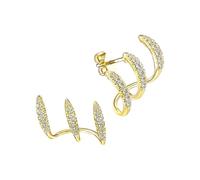 Boucles d ' oreilles en alliage incurvées à trois griffes dans deux nuances classiques pour un événement quotidien et formel Boucles d ’ oreilles résistantes allergies