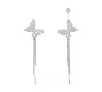 Boucles d’oreilles en alliage Super Fairy Crystal Butterfly Asymétrique pour femmes Niche haut de gamme polyvalente élégante perle Cadeau pour les dames Filles et garçons