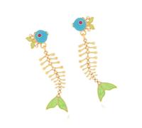Boucles d ' oreilles en arête de poisson à couche moderne avec accent émaillé vibrant et boucles d ' oreilles de revêtement faites à la main toucher confortable