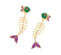Boucles d ' oreilles en arête de poisson à couche moderne avec accent émaillé vibrant et boucles d ' oreilles de revêtement faites à la main toucher confortable