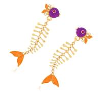 Boucles d ' oreilles en arête de poisson à couche moderne avec accent émaillé vibrant et boucles d ' oreilles de revêtement faites à la main toucher confortable