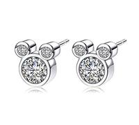 Boucles d’oreilles en Argent 925 Femme Clous d'oreilles Argent de Cubic Zircons Petites Boucles d'oreilles Pour Femme Filles et Enfants