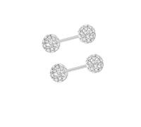Boucles d’oreilles en argent pur pour femmes à double tête, rondes étincelantes et sensation haut de gamme. Clous d’oreilles et boucles d’oreilles en argent pur (blanc 6MM)