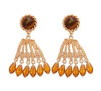 Boucles d’oreilles en cristal à œil de tigre serties de diamants, avec un style rétro et de niche, et sont des accessoires d’oreille haut de gamme