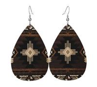 Boucles D’Oreilles En Cuir Art Géométrique Tribal Amérindien Du Sud-Ouest Tendancees Boucles D'Oreilles Pendantes Pour Femme Luxueux Boucle D’Oreille En Cuir Pour Voyages Les Vacances Fêtes