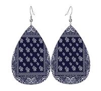 Boucles D’Oreilles En Cuir Bandana Bleu Marine Du Sud-Ouest Pai-Sley Vintage Boucles D'Oreilles Pendantes En Forme Décontractées Boucle D’Oreille En Cuir Pour Décorations Quotidien Fêtes