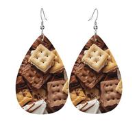 Boucles D’Oreilles En Cuir Biscuits S'Mores Mignons À La Guimauve Tendancees Boucles D'Oreilles Pendantes Décontractées Boucle D'Oreille Pour Anniversaires Accessoire Quotidien