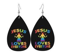 Boucles D’Oreilles En Cuir Drapeau Rainbow Lgbt Fierté Gay Jésus Aime Tout Le Monde Vintage Boucles D'Oreilles Pendantes En Forme Luxueux Boucle D'Oreille Pour Accessoire Quotidien