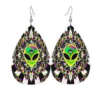 Boucles D’Oreilles En Cuir Rainbow Splash Extraterrestre Troisième Œil Vintage Boucles D'Oreilles Pendantes Pour Femme Élégant Boucle D'Oreille Pour Les Vacances Anniversaires Quotidien