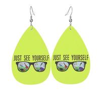 Boucles D’Oreilles En Cuir Regarde-Toi. Décontractées Boucles D'Oreilles Pendantes En Forme Tendancees Boucle D’Oreille En Cuir Pour Les Vacances Accessoire Femme