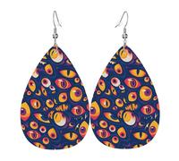 Boucles D’Oreilles En Cuir Yeux De Diable De Dessin Animé Tendancees Boucles D'Oreilles Pendantes De Goutte Vintage Boucle D'Oreille En Simili Cuir Pour Quotidien Danse Femme