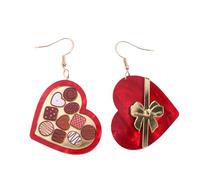 Boucles d ' oreilles en forme de cœur avec nœud papillon, coffret en chocolat, clous d ' oreilles tendance pour femmes, bijoux de saint-valentin, boucles d ' oreilles élégantes pour Couple
