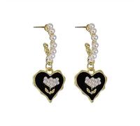 Boucles d’oreilles en forme de fée simples, version coréenne, tempérament perle noire