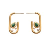 Boucles d’oreilles en forme de u, en acier inoxydable et serties de diamants. Ce sont des boucles d’oreilles exclusives, haut de gamme, simples, élégantes et uniques qui expriment l’individualité