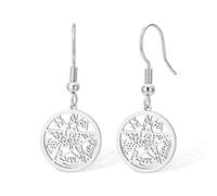 Boucles d’oreilles en pentagramme du Tétragramme Boucles d’oreilles pendantes avec le Nom sacré hébreu de Dieu YHVH Bijou spirituel occulte, amulette païenne de sorcellerie protectrice femmes