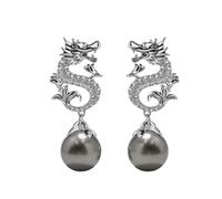 Boucles d’Oreilles en Perles suspendues Dragon, Boucles d’Oreilles Tous Vos souhaits se réalisent, Boucles d’Oreilles Dragon plaquées Or 14 carats, Cadeau du Nouvel an