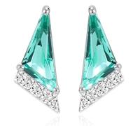 Boucles d’oreilles Femme en Argent 925 avec Cristal Coloré Aigue-marine - Boucles d’oreilles Élégantes et Minimalistes avec Zirconium Brillant - Idée Cadeau avec Coffret Raffiné