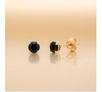 Boucles d’Oreilles - Femme/Enfant - Puces - Onyx - 4 mm - Plaqué Or Jaune 750/1000 - 3 Microns