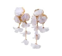 Boucles d ' oreilles florales à la mode, fleurs en mousseline douce sur base en alliage, idéales pour les fêtes et les sorties, boucles d ' oreilles permanentes en métal, vêtements de recours, bijoux