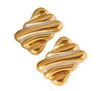 Boucles d ' oreilles géométriques à texture bicolore tendance, accessoires de clous d ' oreilles légers et à la mode, bijoux modernes pour femmes