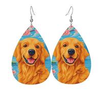 Boucles D‘Oreilles Golden Retriever Joyeux Et Luxueux Boucles D'Oreilles Pendantes Amusantes Boucle D'Oreille En Simili Cuir Pour Danse Mariage Femme