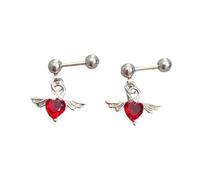 Boucles d ' oreilles hypoallergéniques en forme d ' aile d ' ange en acier inoxydable, clous d ' oreille confortables, bijoux de tous les jours, pour, ton argent, clous d ' oreilles en forme de cœur