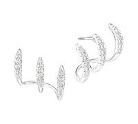 Boucles d ' oreilles incurvées avec accent de pierre pour, paire à triple rangée avec détails de cadre d ' oreille, adaptées déplacements et soirées Boucles d ' oreilles incurvées à triple de