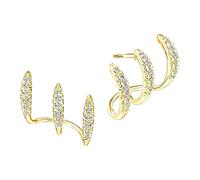 Boucles d ' oreilles incurvées avec accent de pierre pour, paire à triple rangée avec détails de cadre d ' oreille, adaptées déplacements et soirées Boucles d ' oreilles incurvées à triple de