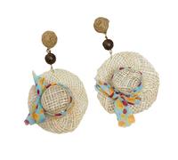 Boucles d ’ oreilles inspirées du chapeau de paille tressé Déclaration Bijoux de vacances à la plage bohème pour peaux sensibles et tenues multiples Boucles d ’ oreilles de vacances à la plage