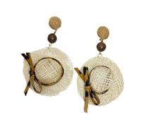 Boucles d ’ oreilles inspirées du chapeau de paille tressé Déclaration Bijoux de vacances à la plage bohème pour peaux sensibles et tenues multiples Boucles d ’ oreilles de vacances à la plage