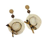 Boucles d ’ oreilles inspirées du chapeau de paille tressé Déclaration Bijoux de vacances à la plage bohème pour peaux sensibles et tenues multiples Boucles d ’ oreilles de vacances à la plage