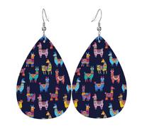 Boucles D‘Oreilles Lama Alpaca Mignon De Dessin Animé Légères Boucles D'Oreilles Pendantes Décontractées Boucle D’Oreille En Cuir Pour Les Vacances Anniversaires Décorations