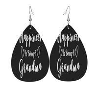Boucles D‘Oreilles Le Bonheur, C'Est D'Être Grand-Mère Vintage Boucles D'Oreilles Pendantes Pour Femme Tendancees Boucle D'Oreille En Simili Cuir Pour Les Vacances Voyages Quotidien