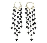 Boucles d ' oreilles longues amincissantes à franges, cristaux scintillants, pendantes confortables pour les visages ronds, pompons parfaits pour fêtes et mariages