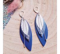 Boucles d’oreilles longues pop bleu klein