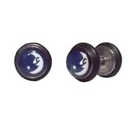 Boucles d’Oreilles Lune et Étoile 8mm Barbell Feu Haltère à Vis Piercing Clou à Visser Jeu de Goujon Plug Bouchon Faux Écarteur Hypoallergénique fake tunnel cadeau homme femme fille garçon