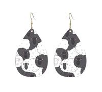 Boucles D‘Oreilles Moutons Noirs Et Blancs Élégant Boucles D'Oreilles Pendantes En Forme De Goutte Tendancees Boucle D’Oreille En Cuir Pour Femme Danse Quotidien