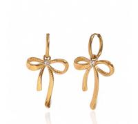 Boucles d’oreilles nœud style Coquette - Bijoux dorés en acier inoxydable 316L pour femme - Hypoallergéniques, élégantes et résistantes à l’eau - Idée cadeau raffinée - Bottega della Principessa