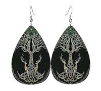 Boucles D‘Oreilles Odin, Symbole Viking, Arbre De Vie Décontractées Boucles D'Oreilles Pendantes Vintage Boucle D’Oreille En Cuir Pour Accessoire Anniversaires Danse