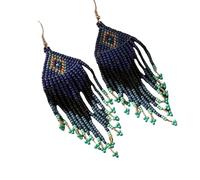Boucles d ' oreilles pendantes bohèmes uniques, perles de verre, D