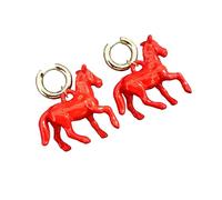 Boucles d ' oreilles pendantes cheval stéréoscopiques uniques, bijoux faits à la main pour femmes et sœurs