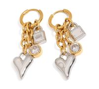 Boucles d ' oreilles pendantes en acier inoxydable Bijoux d ' oreille modernes Épingles d ' oreille tendance Convient pour un usage quotidien et de fête Cœur en acier inoxydable pour