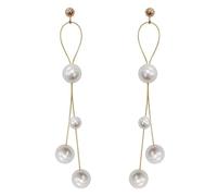 Boucles d’oreilles pendantes en argent S925, à longs pendants et perles, élégantes fausses perles pour le quotidien, les banquets et les rendez-vous