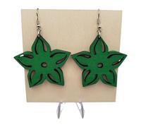 Boucles d’Oreilles Pendantes en Bois Écoresponsables - Design Fleur Ajourée - Ultra Légères - Fabrication Française - Crochets Acier Chirurgical 316L (verte, Petites)