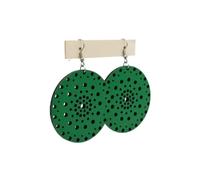 Boucles d’Oreilles Pendantes en Bois Écoresponsables - Design Rond Ajouré Inspiration Orientale - Ultra Légères - Fabrication Française - Crochets Acier Chirurgical 316L (verte, Grandes)