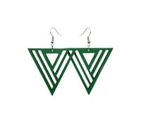 Boucles d’Oreilles Pendantes en Bois Écoresponsables - Design Triangle Ajouré Graphique - Ultra Légères - Fabrication Française - Crochets Acier Chirurgical 316L (verte, Petites)