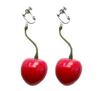 Boucles d ' oreilles pendantes en forme de cerceau de fruits de | Pendentif fruit doux léger, pinces d ' oreille drôles en plastique, bijoux brillants miroir pour femmes et filles