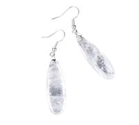 Boucles d ' oreilles pendantes en forme de larme avec ton, Spec A | Longs crochets d ' oreille verticaux, matériel de connexion argenté, profil de pendentif épuré et minimaliste